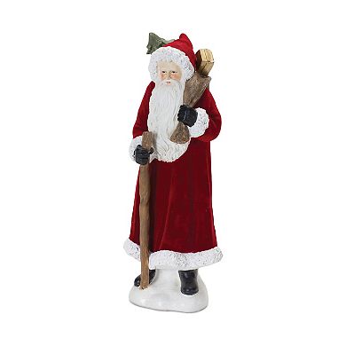 Melrose Hooded Traveling Santa Christmas Figurines 2-Piece Set