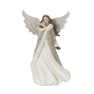 Melrose Silver-Tone Winter Christmas Angel Figurines 2-Piece Set