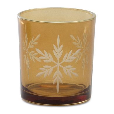 Melrose Glass Snowflake Frosted Candle Holder Table Decor 3-Piece Set