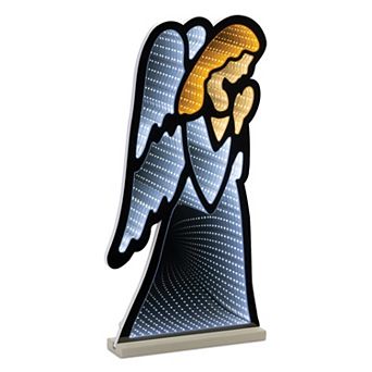 Melrose Light-Up Christmas Angel Infinity Mirror Display Table Decor