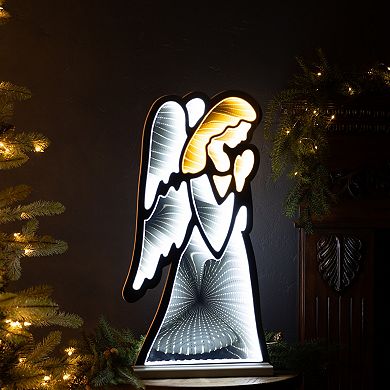 Melrose Light-Up Christmas Angel Infinity Mirror Display Table Decor