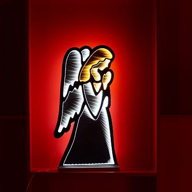 Melrose Light-Up Christmas Angel Infinity Mirror Display Table Decor