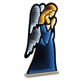 Melrose Light-Up Christmas Angel Infinity Mirror Display Floor Decor