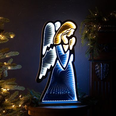 Melrose Light-Up Christmas Angel Infinity Mirror Display Floor Decor