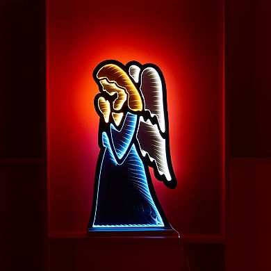 Melrose Light-Up Christmas Angel Infinity Mirror Display Floor Decor
