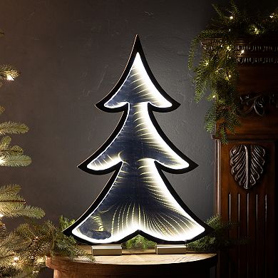 Melrose Light-Up Christmas Tree Infinity Mirror Floor Decor