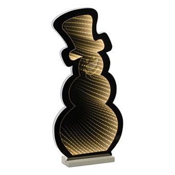 Melrose Light-Up Snowman Outline Infinity Mirror Floor Decor