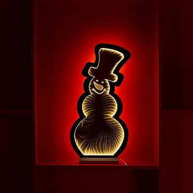 Melrose Light-Up Snowman Outline Infinity Mirror Floor Decor