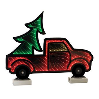Melrose Light-Up Christmas Tree Pickup Truck Infinity Mirror Decor