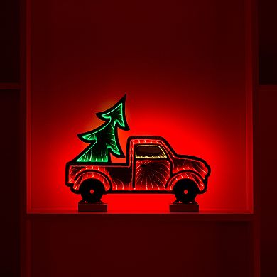 Melrose Light-Up Christmas Tree Pickup Truck Infinity Mirror Decor