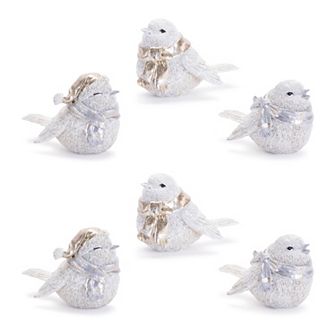 Melrose Glittered Winter Bird with Scarf 6 pc Set