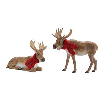 Melrose Carved Winter Moose with Scarf 2 pc Set