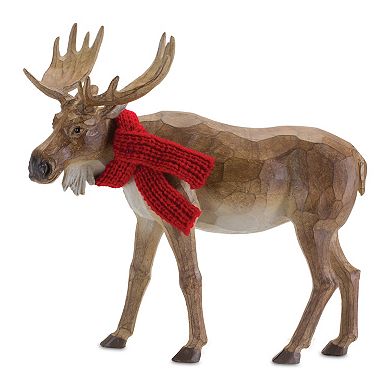 Melrose Carved Winter Moose with Scarf 2-pc. Set