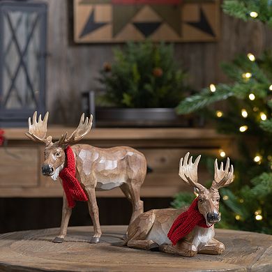 Melrose Carved Winter Moose with Scarf 2-pc. Set