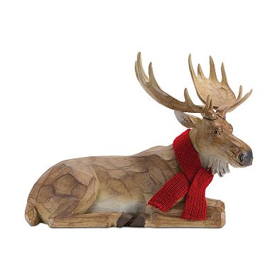 Melrose Carved Winter Moose with Scarf 2-pc. Set