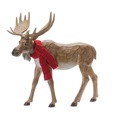 Melrose Carved Winter Moose with Scarf 2-pc. Set