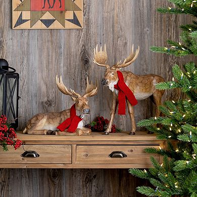 Melrose Carved Winter Moose with Scarf 2-pc. Set