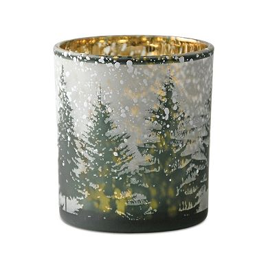 Melrose Frosted Pine Glass Candle Holder Table Decor 3 pc Set