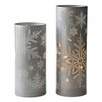 Melrose Snowflake Glass Slim Candle Holder Table Decor 2 pc Set