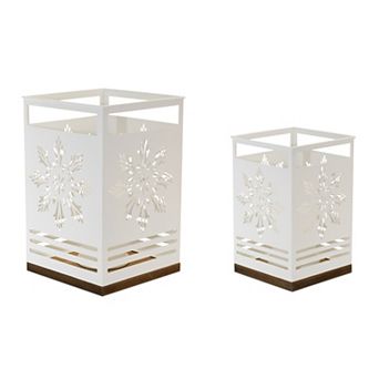 Melrose Metal Snowflake Candle Holder Table Decor 2 pc Set