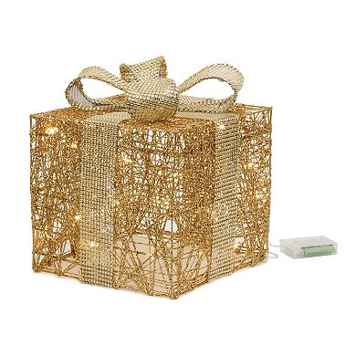 Melrose LED Wrapped Presents Table Decor 3 pc Set
