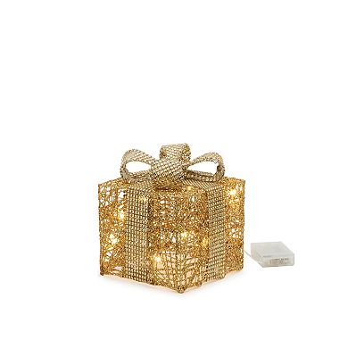 Melrose LED Wrapped Presents Table Decor 3 pc Set