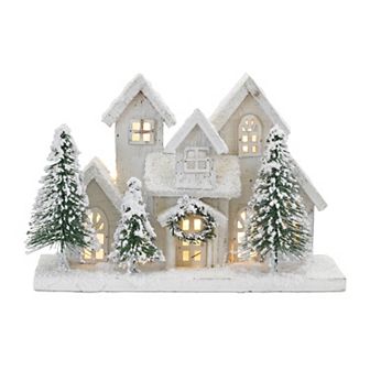 Melrose LED Flocked Holiday Village Table Decor