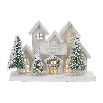 Melrose LED Flocked Holiday Village Table Decor