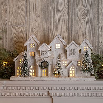 Melrose LED Flocked Winter Village Table Decor