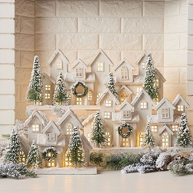 Melrose LED Flocked Winter Village Table Decor