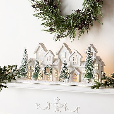 Melrose LED Flocked Winter Village Table Decor