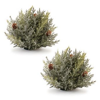 Melrose Icy Pine Half Orb with Pinecones Table Decor 2 pc Set