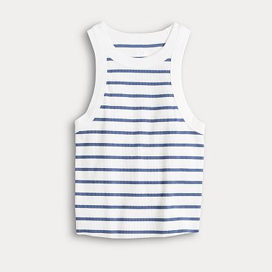 Juniors' SO® High Neck Rib Tank Top