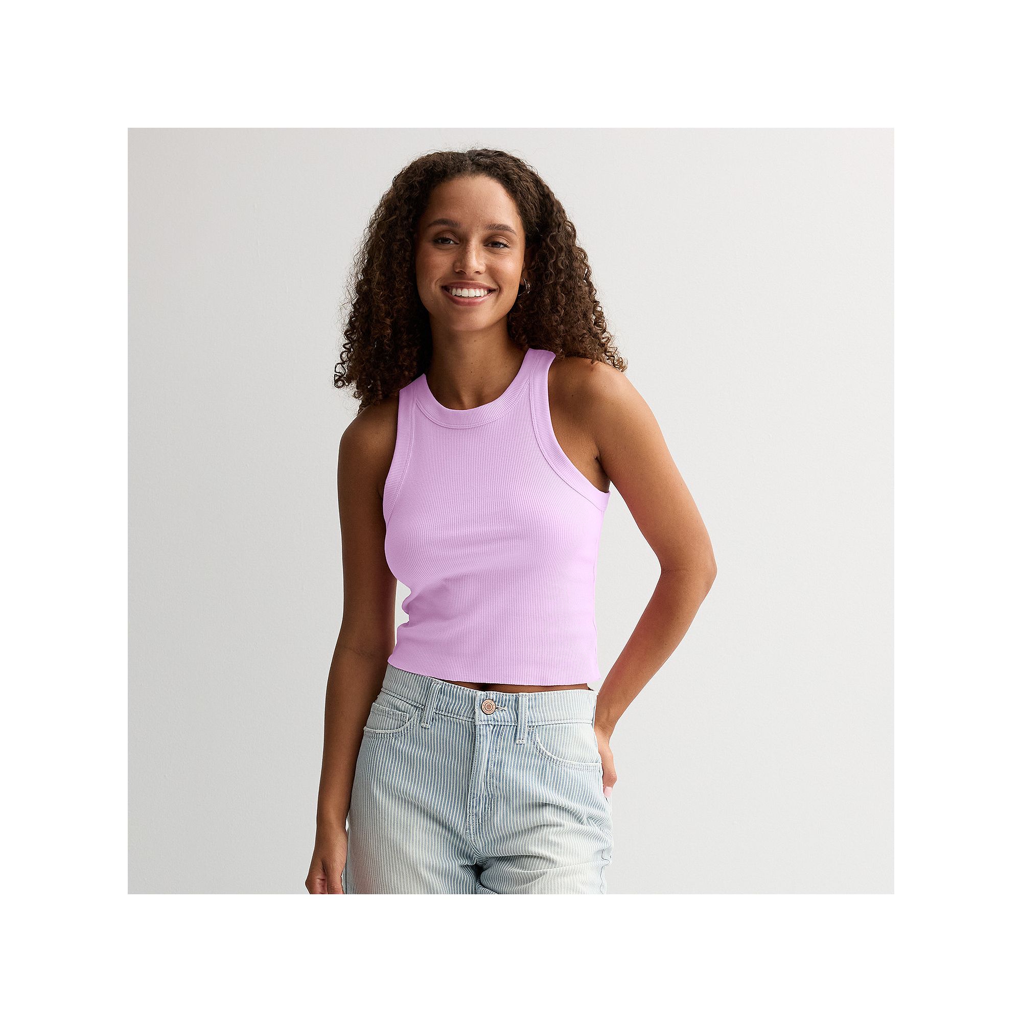 Juniors SO® High Neck Rib Tank Top, Girls, Size: XS, Little Purple