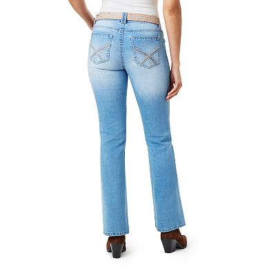 Juniors' WallFlower Luscious Curvy Insta Stretch Mid-Rise Slim Belted Bootcut