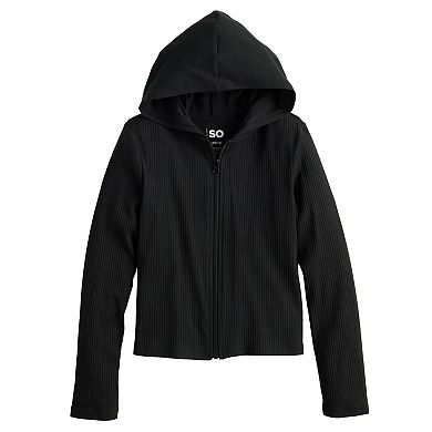 Girls 6-20 SO® Zip-Up Ribbed Hoodie in Regular & Plus Size