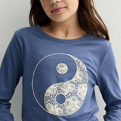 Girls 6-20 SO® Long Sleeve Graphic Baby Tee in Regular & Plus