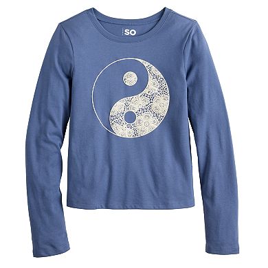 Girls 6-20 SO® Long Sleeve Graphic Baby Tee in Regular & Plus