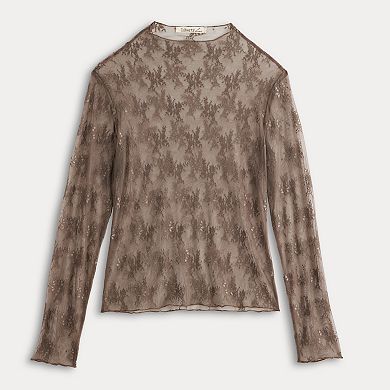 Juniors' Liberty Love Lace Long Sleeve Top