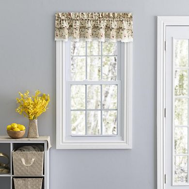 Cherries Ruffled 1.5" Rod Pocket Valance For Windows 52" X 12" Natural
