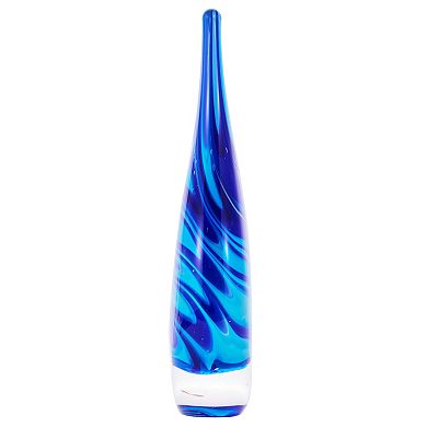 Luxury Lane Hand Blown Swirl Wave Tear Drop Sommerso Art Glass Sculpture