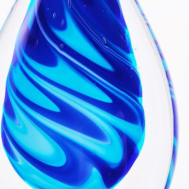 Luxury Lane Hand Blown Swirl Wave Tear Drop Sommerso Art Glass Sculpture