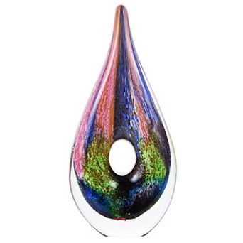 Luxury Lane Hand Blown Abstract Hollow Tear Drop Sommerso Art Glass Sculpture