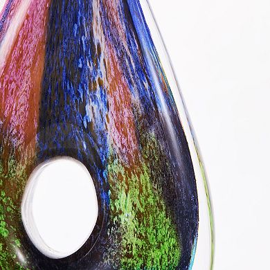 Luxury Lane Hand Blown Abstract Hollow Tear Drop Sommerso Art Glass Sculpture