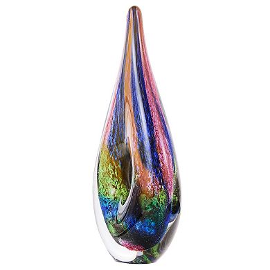 Luxury Lane Hand Blown Abstract Hollow Tear Drop Sommerso Art Glass Sculpture
