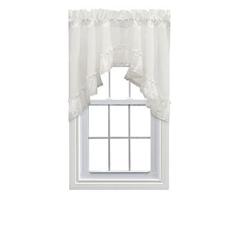 Madelyn Ruflled Victorian 1.5" Rod Pocket Swag For Windows Lace Edge