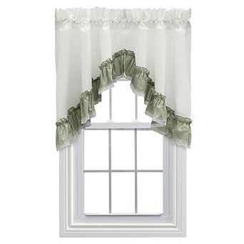 Madelyn Ruflled Victorian 1.5" Rod Pocket Swag For Windows Lace Edge
