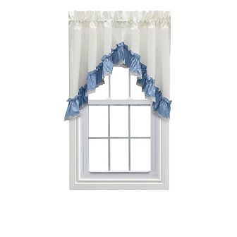 Madelyn Ruflled Victorian 1.5" Rod Pocket Swag For Windows Lace Edge