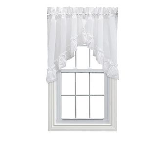 Madelyn Ruflled Victorian 1.5" Rod Pocket Swag For Windows Lace Edge