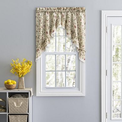 Cherries Ruffled 1.5" Rod Pocket Swag For Windows Lace Edge